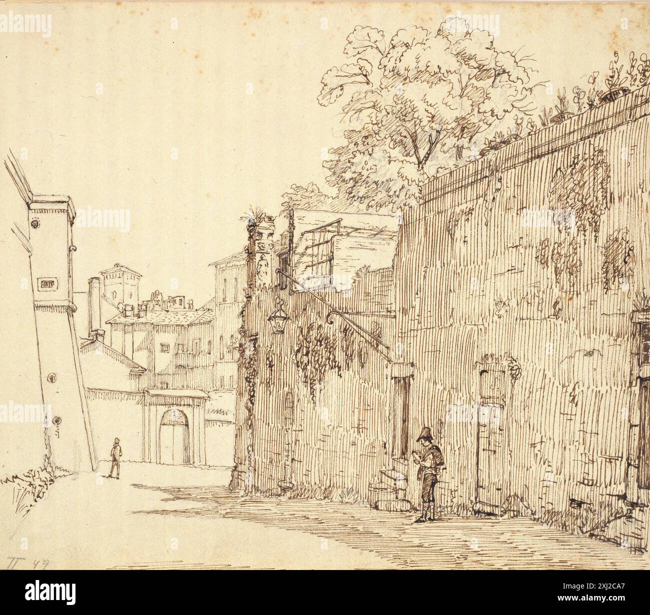 Gade i ROM Marstrand, Wilhelm 1810 - 1873 dessin Romerske Billeder : Med danske Forfattere i ROM, Ernst FR. Hansen, p. 135, 23325, 1956. Guldaldermalerne og deres billeder på Statens Museum for Kunst, Knud Voss, p. 143, 45435, 1976 Gade i ROM Banque D'Images