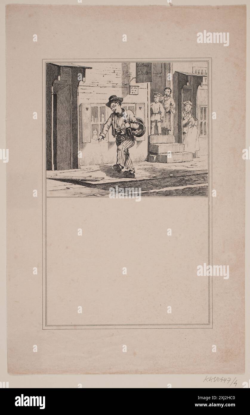 Lithographie illustrant une scène de noyade, créée comme test de tirage par Adolph Kittendorff et Martinus Rørbye pour une série de photos pour enfants. Banque D'Images