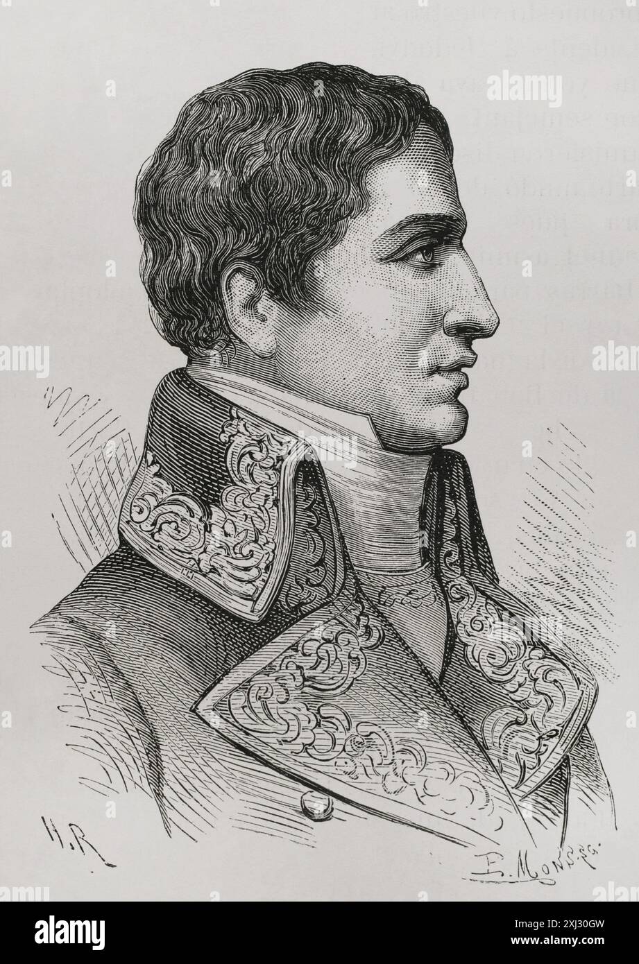 Lucien Bonaparte (1775-1840) Politicien et diplomate français. Frère de Napoléon Bonaparte. Ministre de l'intérieur (1799-1800) et président du Conseil des cinq cents en 1799. Portrait. Gravure. "Histoire de la Révolution française". Volume I, 2e partie, 1879. Banque D'Images