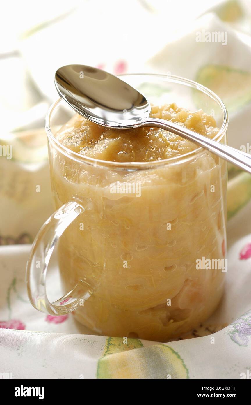 compote de pomme et de rhubarbe Banque D'Images