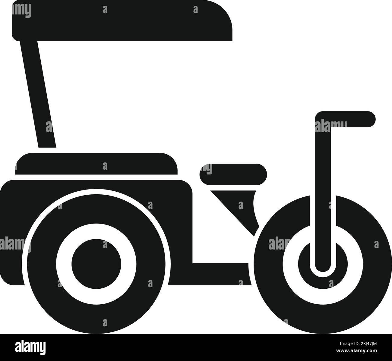 Silhouette noire d'une voiturette de golf moderne avec trois roues et un auvent, conçue pour transporter les golfeurs sur le parcours Illustration de Vecteur