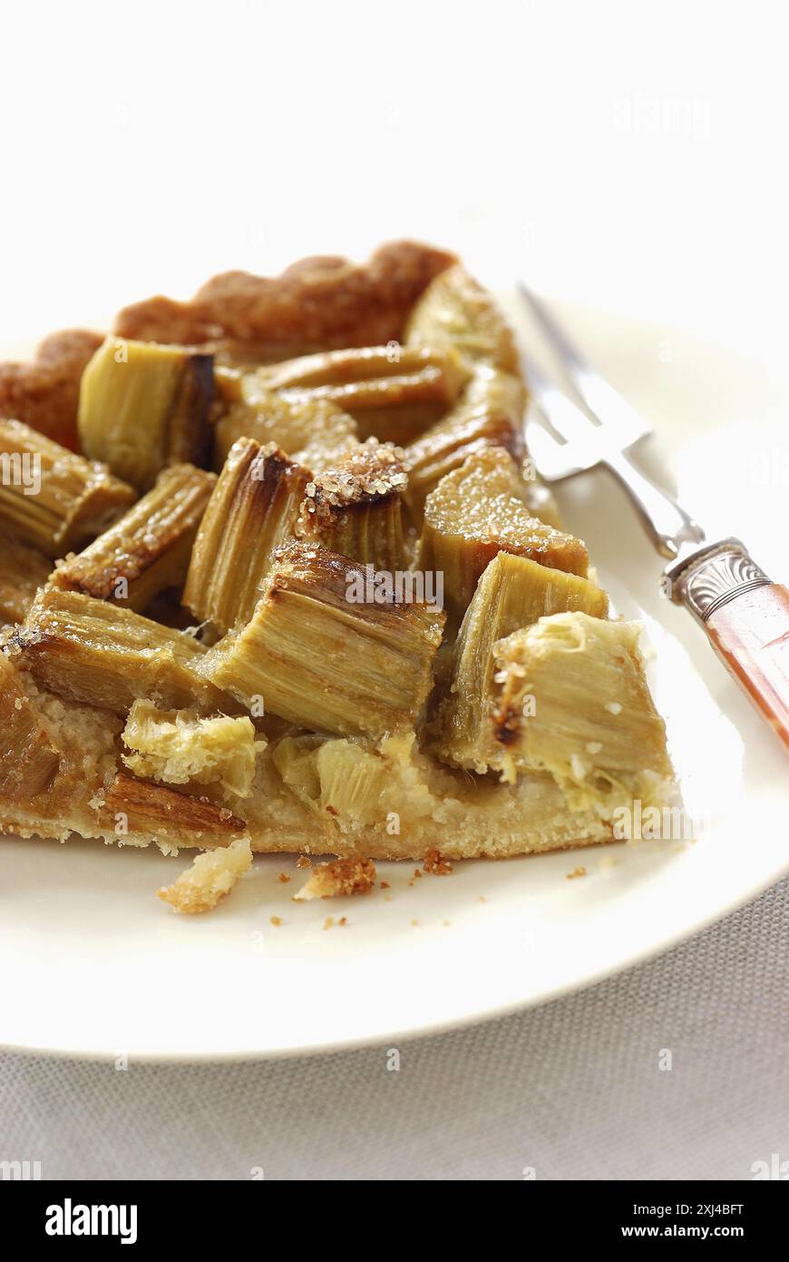 Partie de tarte à la rhubarbe Banque D'Images