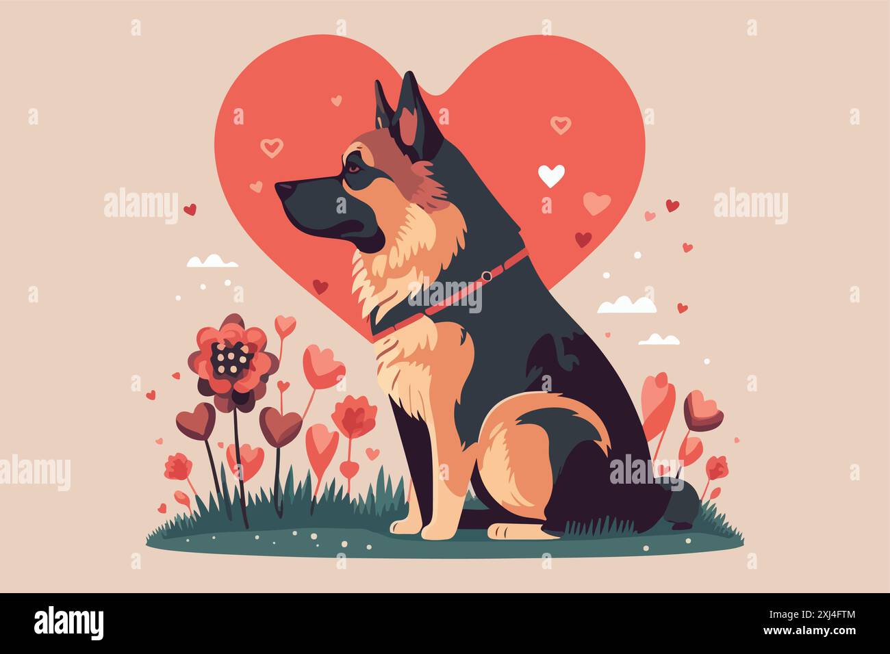 Illustration vectorielle de chien Valentine Illustration de Vecteur