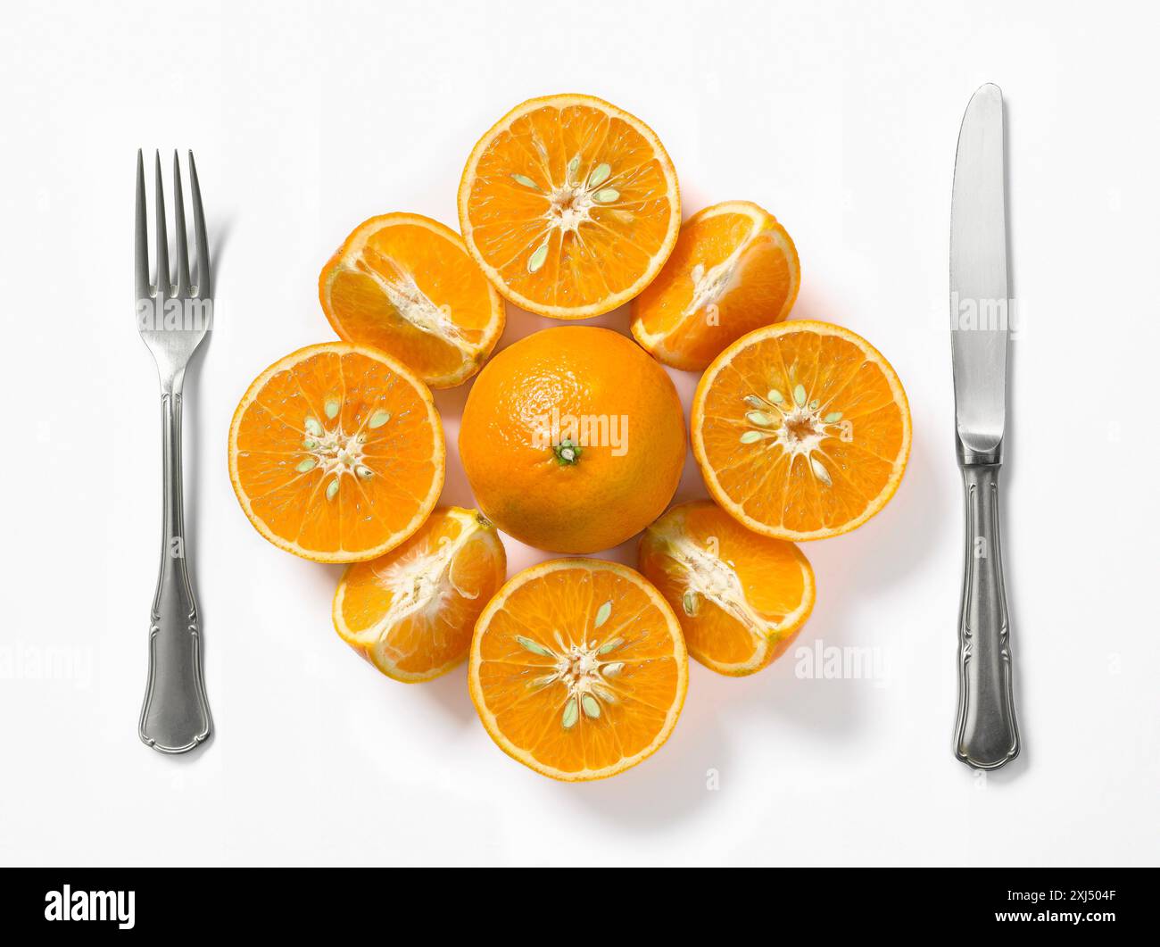 Plate-forme de composition avec des oranges Banque D'Images