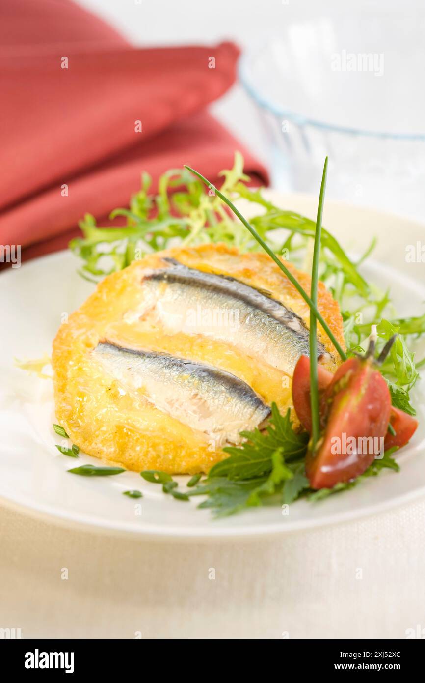 Omelette aux anchois Banque D'Images