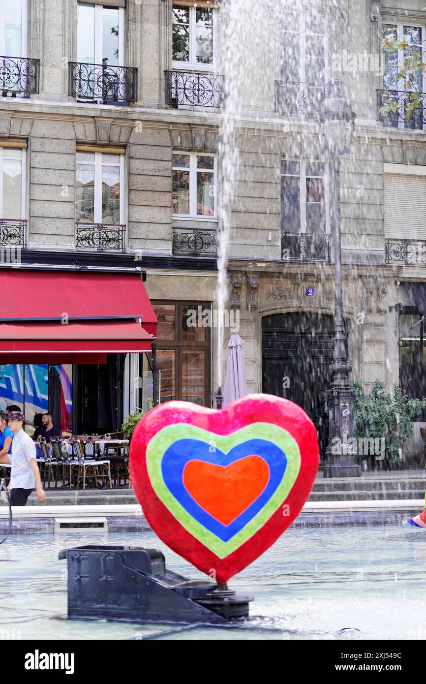 Sculptures, figures, la fontaine Stravinsky, aussi connue sous le nom de fontaine Tinguely, détail, Centre Georges Pompidou, Paris, France, L'Europe, colorée Banque D'Images