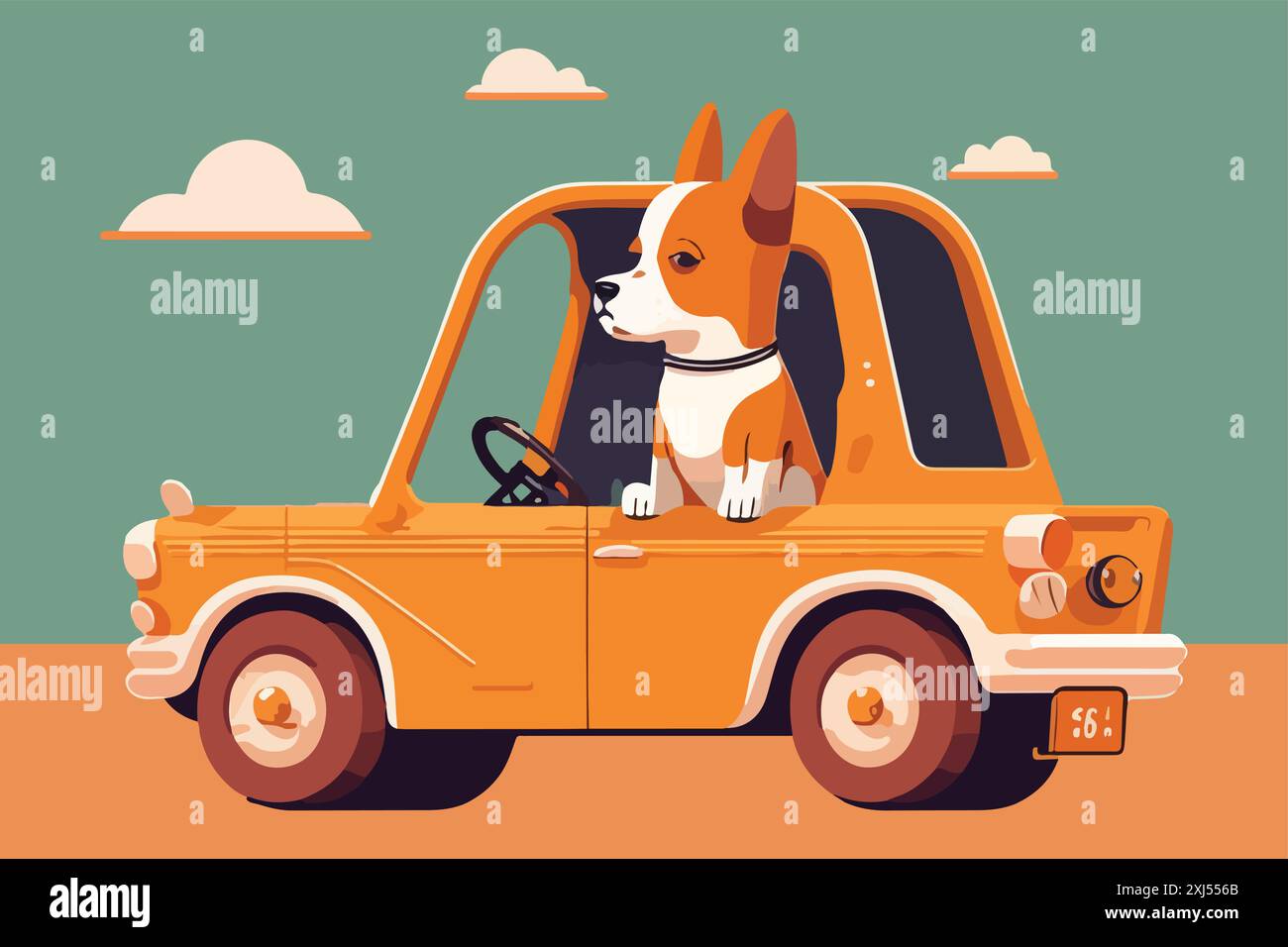 Illustration d'un chien à bord d'une voiture Illustration de Vecteur