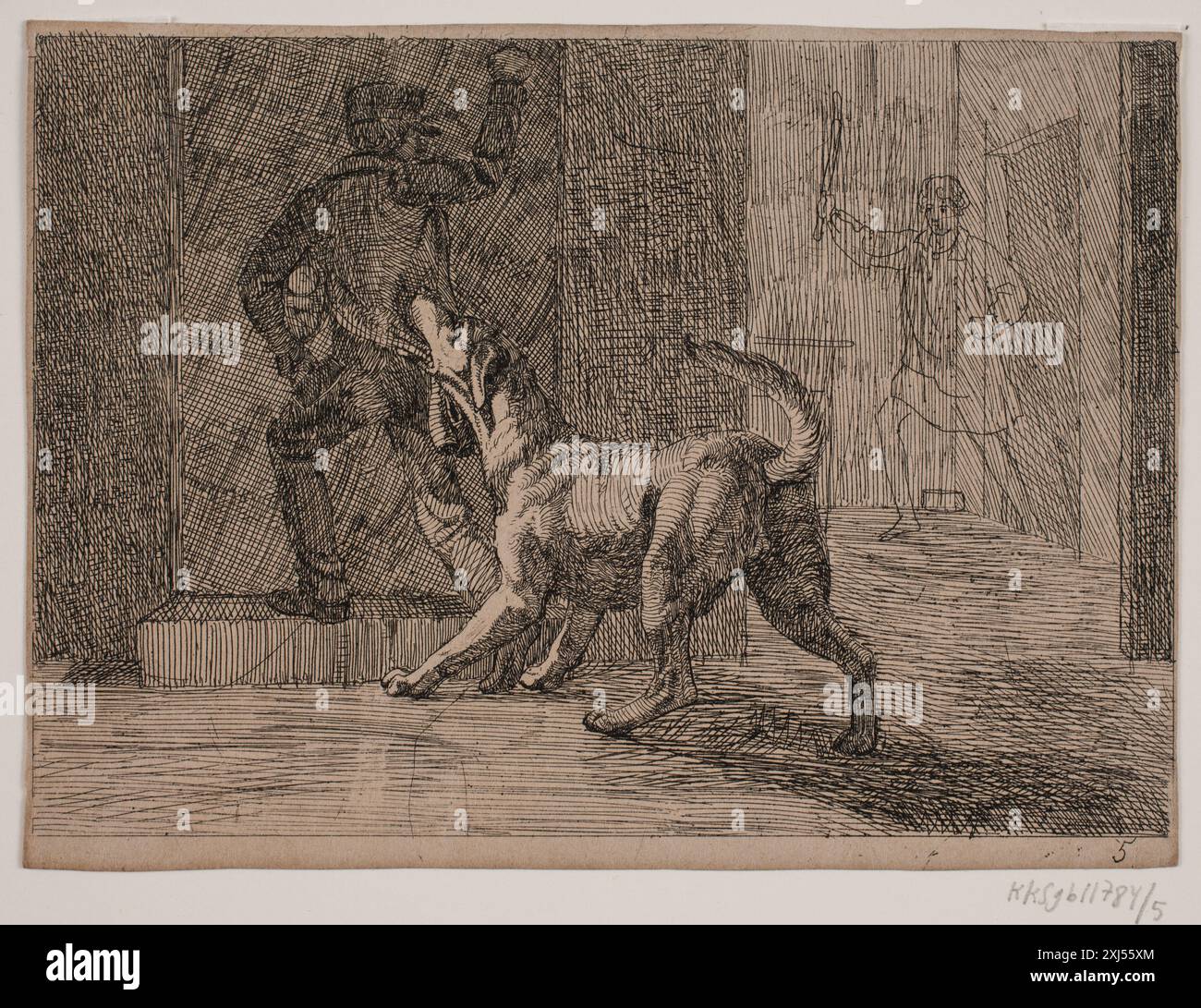 Gravure de Lorenz Frølich étiquetée image 5, montrant une illustration du XIXe siècle avec des figures et des éléments de composition. Banque D'Images