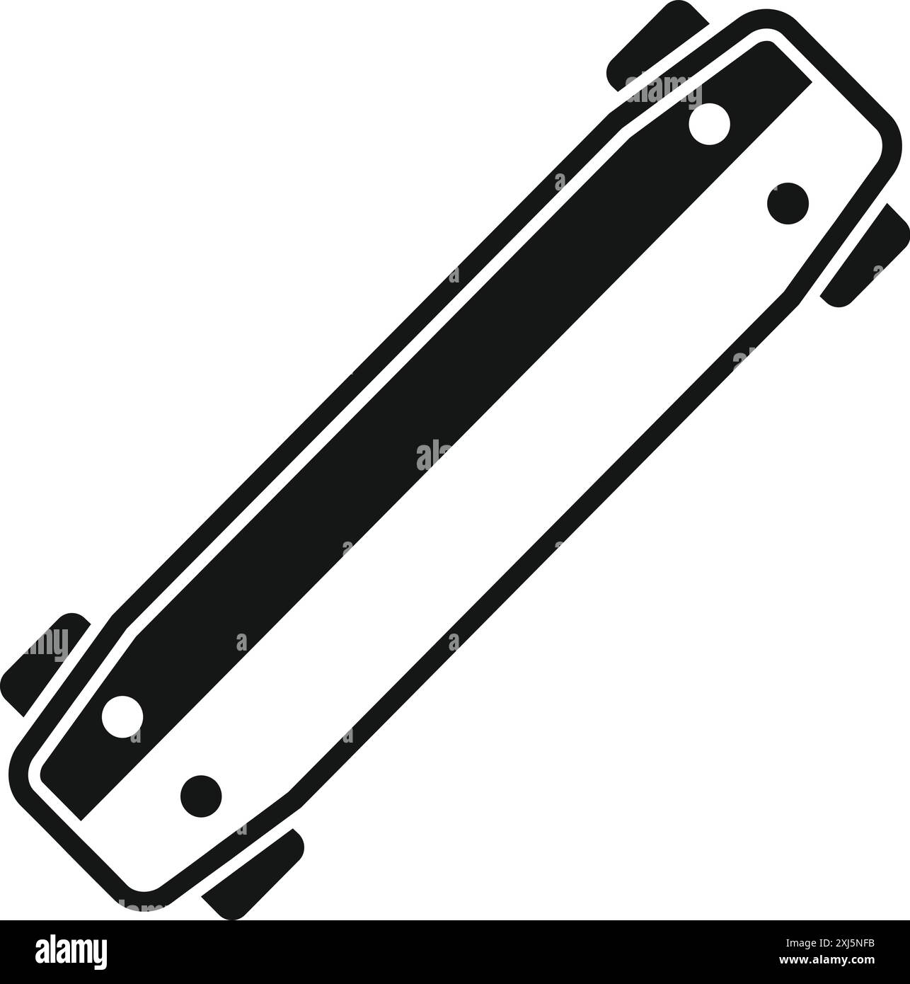Icône noire et blanche d'une planche de skateboard, conçue pour le meulage et les tricks Illustration de Vecteur