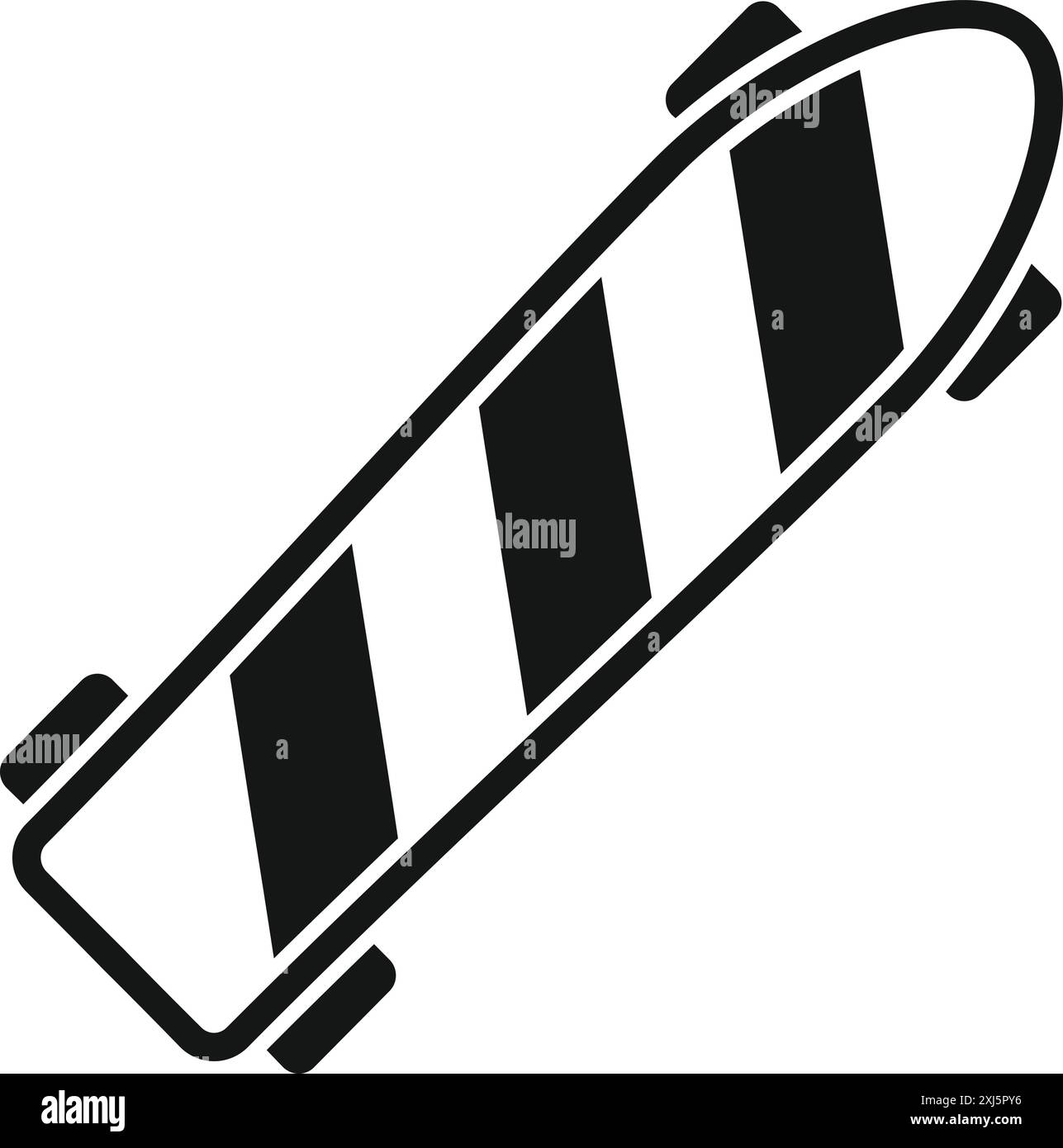 Skateboard rayé noir et blanc couché en diagonale, prêt pour l'action Illustration de Vecteur