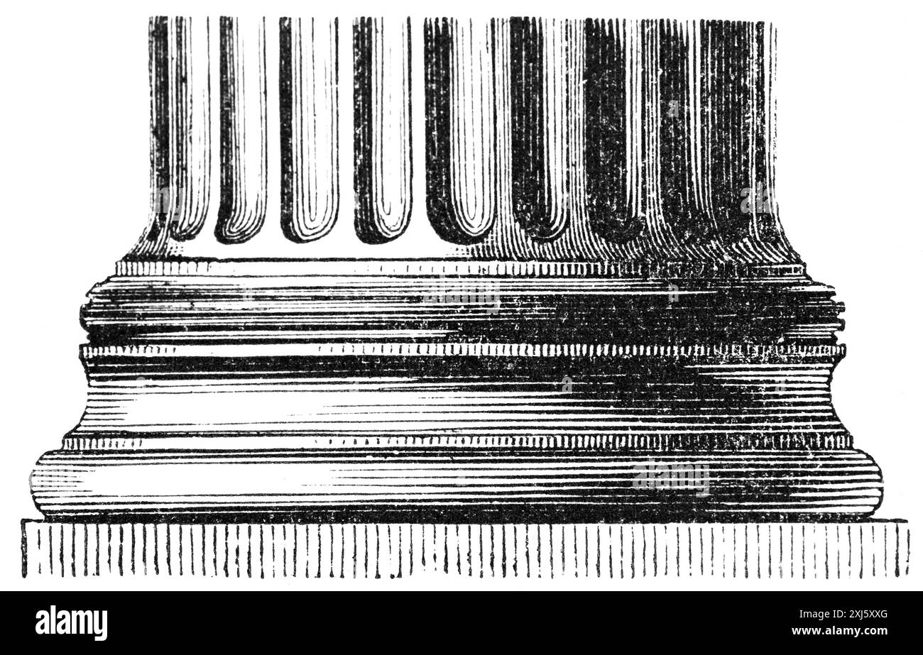 Base d'une colonne de grenier de l'Erechthéion à Athènes, Grecs dans l'Antiquité, illustration historique vers 1890 Banque D'Images