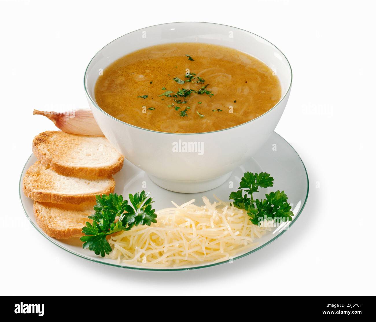 Bol de soupe à l'oignon Banque D'Images