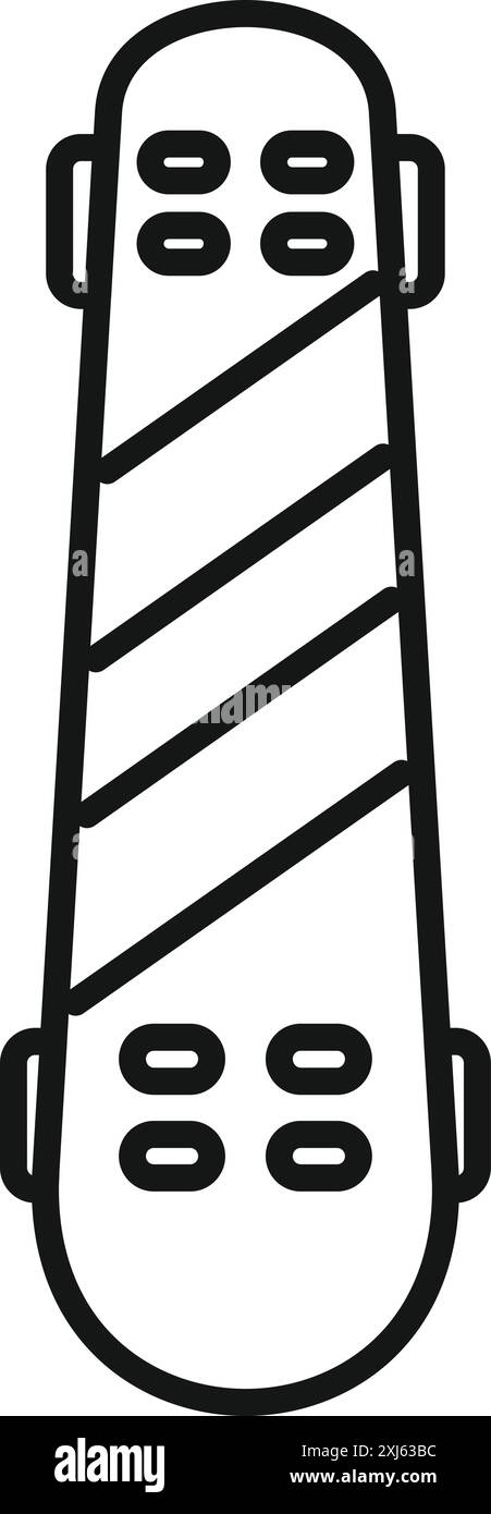 Simple dessin au trait noir et blanc d'un longboard, suggérant un style de vie urbain amusant et actif Illustration de Vecteur