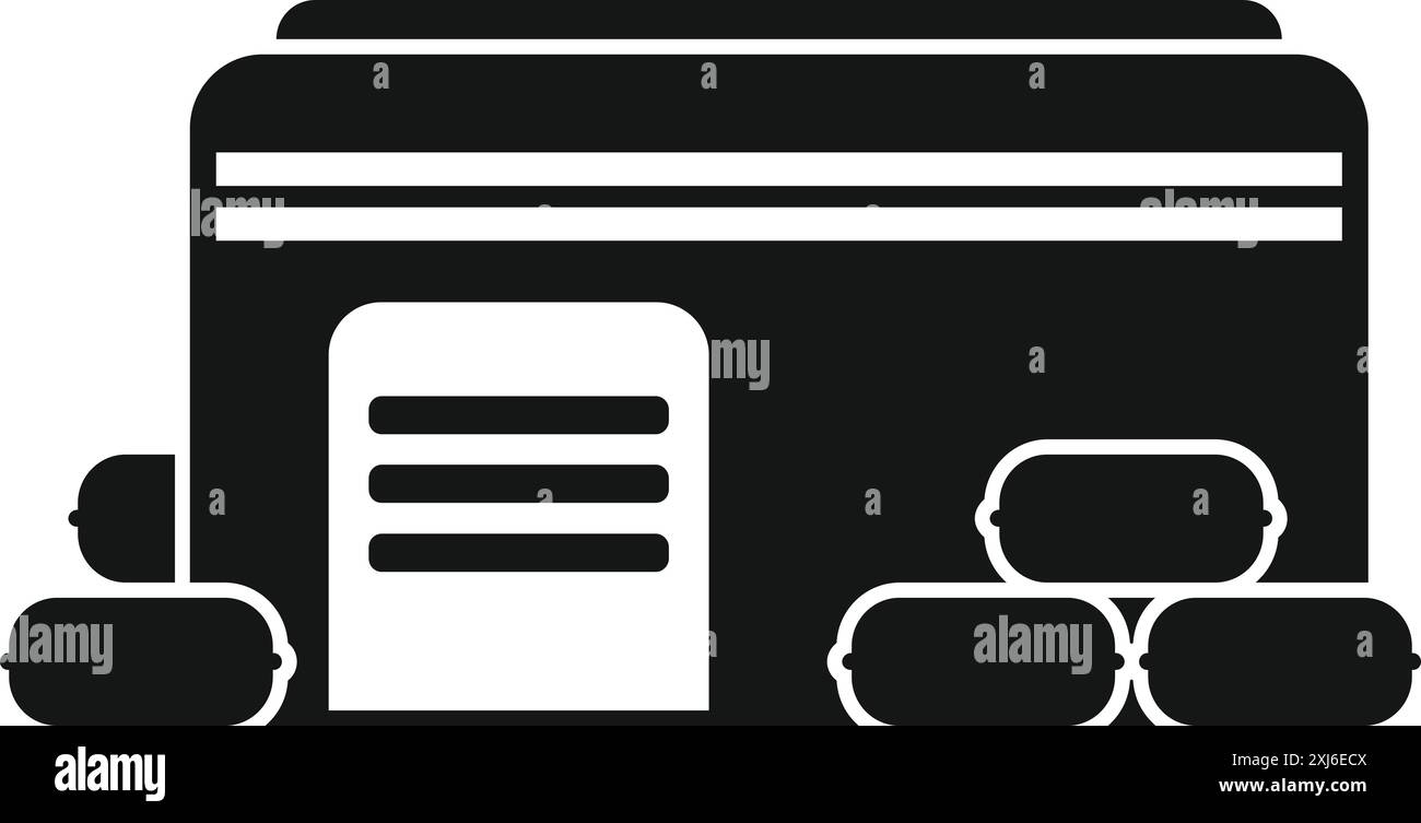 Bâtiment d'entrepôt de stockage avec des balles de foin, l'agriculture et l'icône de l'agriculture en noir Illustration de Vecteur