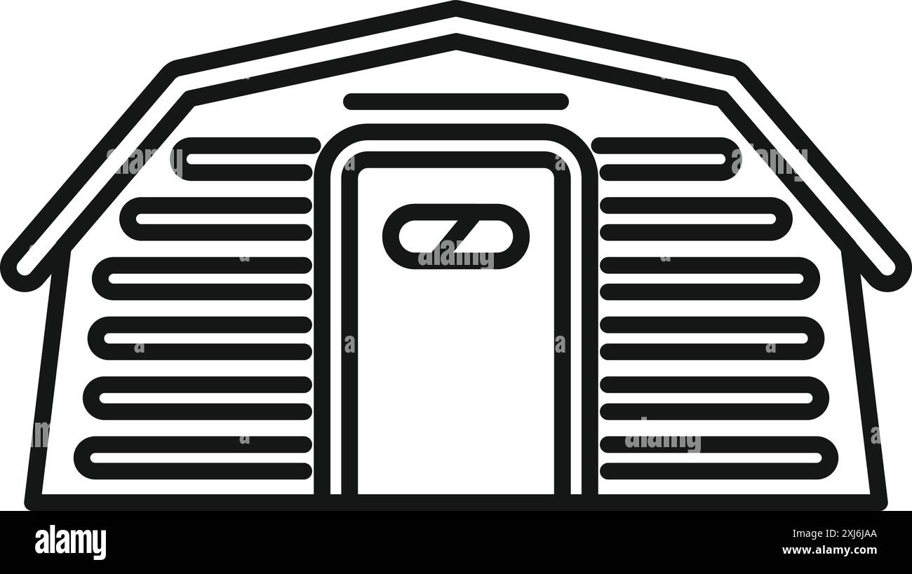 Icône de dessin de ligne simple d'un bâtiment de grange en bois pour l'agriculture et l'agriculture Illustration de Vecteur