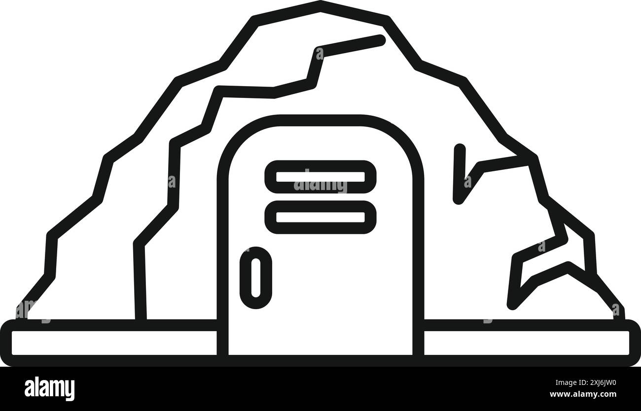 Dessin au trait minimaliste d'un bunker souterrain offrant une protection lors d'une catastrophe Illustration de Vecteur