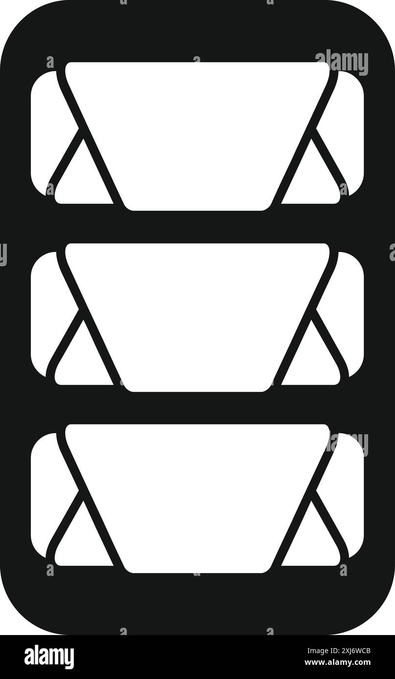 Icône d'un récipient de stockage d'aliments congelés avec des portions individuelles Illustration de Vecteur