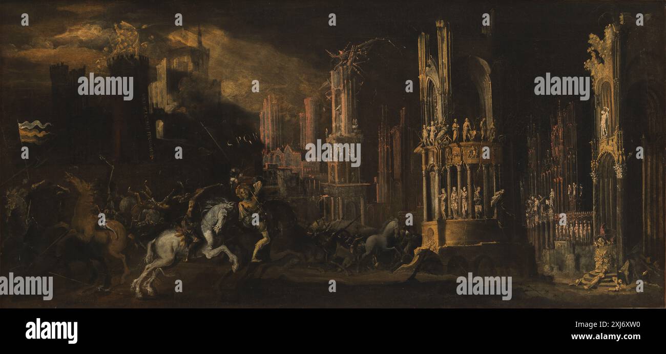 La peinture de François de Nomé et Didier Barra représente la conversion de Saul, avec une fantaisie architecturale, des figures dramatiques et des éléments narratifs bibliques. Banque D'Images