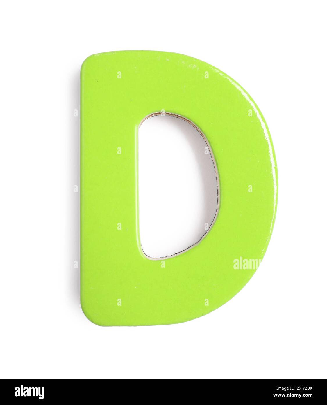 Lettre magnétique verte d isolée sur blanc, vue de dessus. Alphabet Banque D'Images