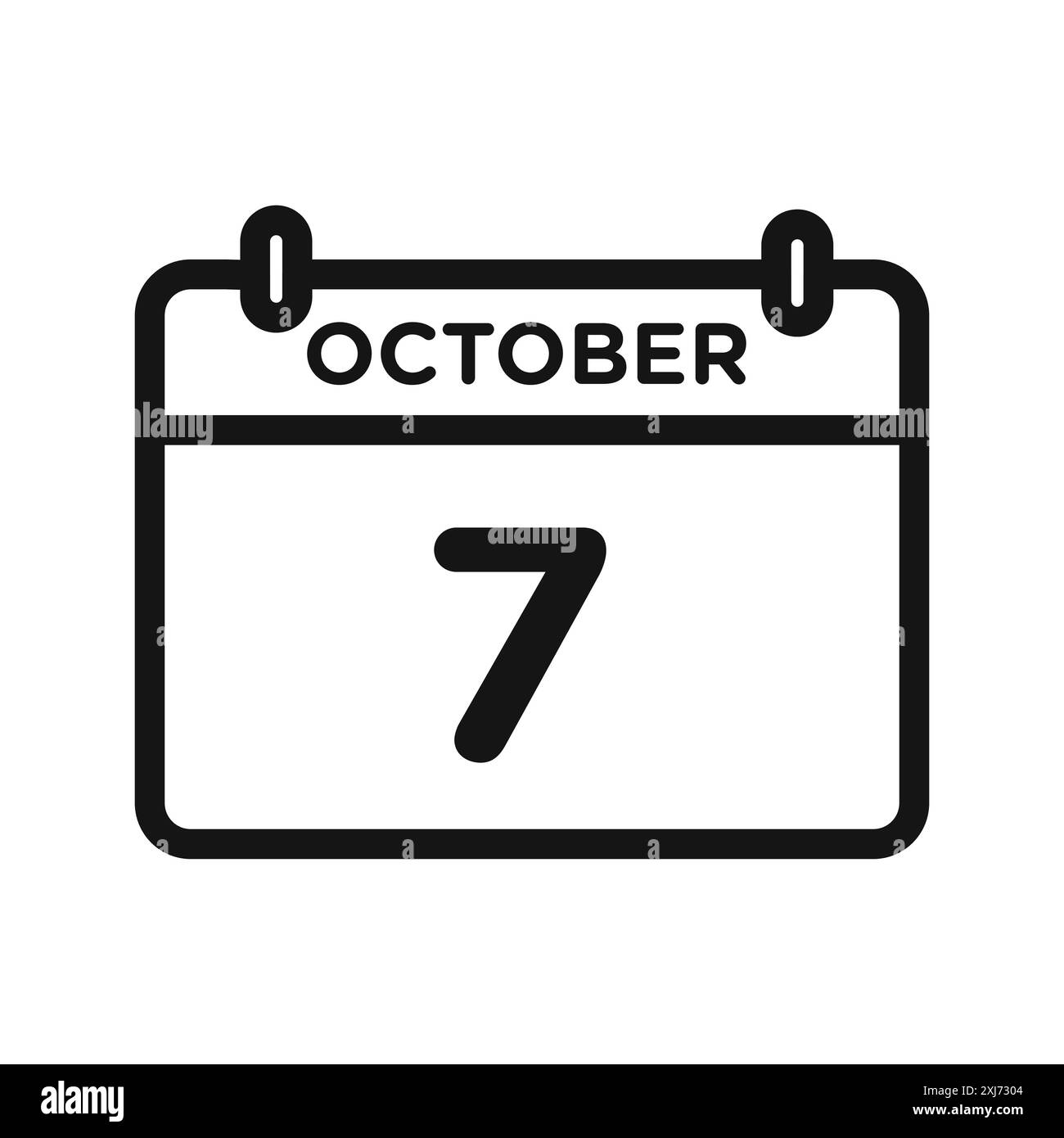 7 octobre icône de date vecteur de marque de logo de ligne de vecteur ou de style de contour de collection de jeu de symboles Illustration de Vecteur