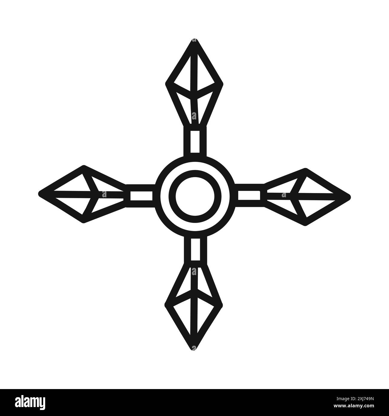 Marque de logo de ligne vectorielle de ninja shuriken japonais ou style de contour de collection de jeu de symboles Illustration de Vecteur