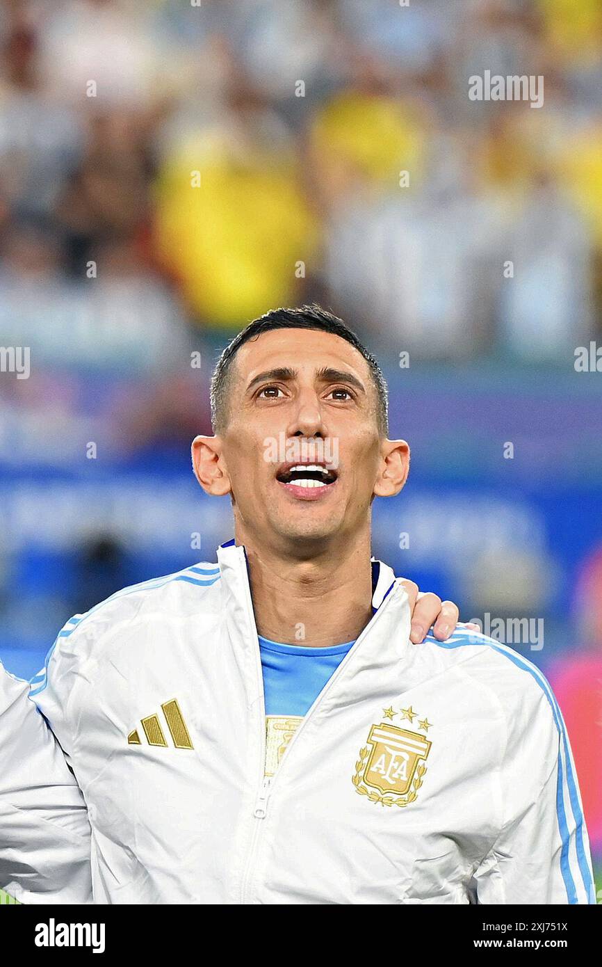 14 juillet 2024 : Miami Gardens, Floride, USA : match de la finale Copa America entre la Colombie et l'Argentine au Hard Rock Stadium de Miami Gardens, Floride, USA ; &#xc1;ngel Di Mar&#xed;a de l'Argentine Banque D'Images