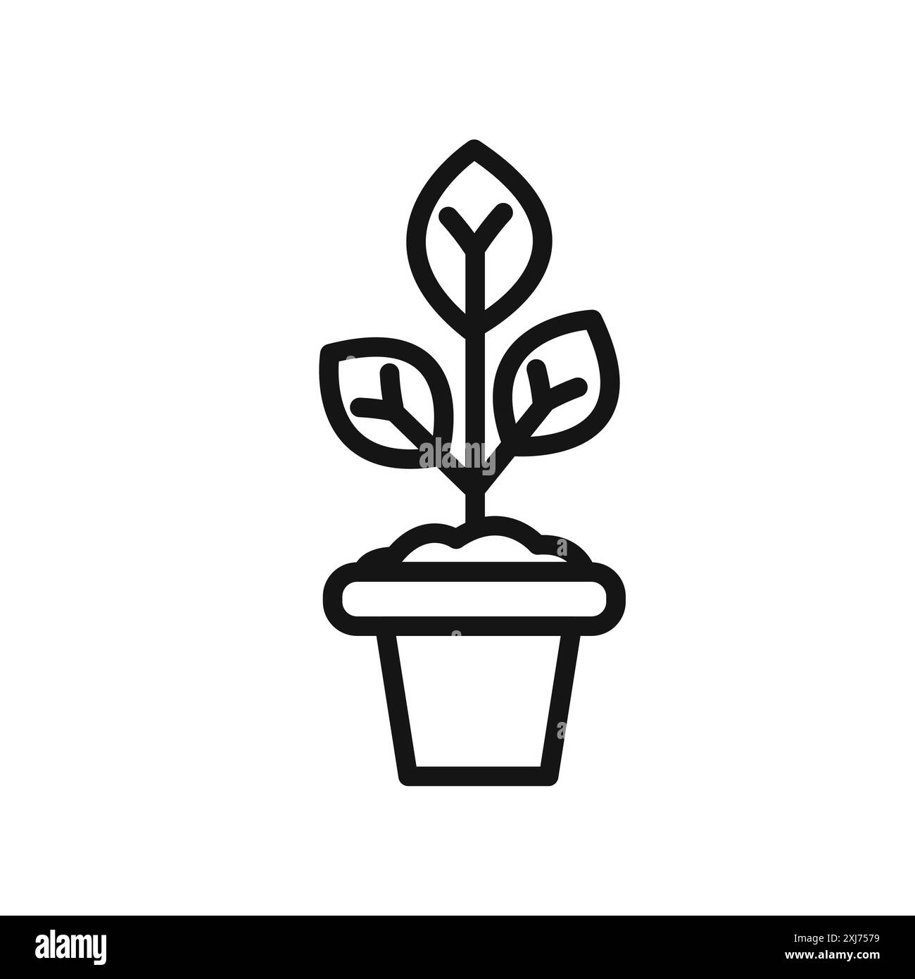 marque de logo de ligne vectorielle d'icône de plante ou style de contour de collection de jeu de symboles Illustration de Vecteur