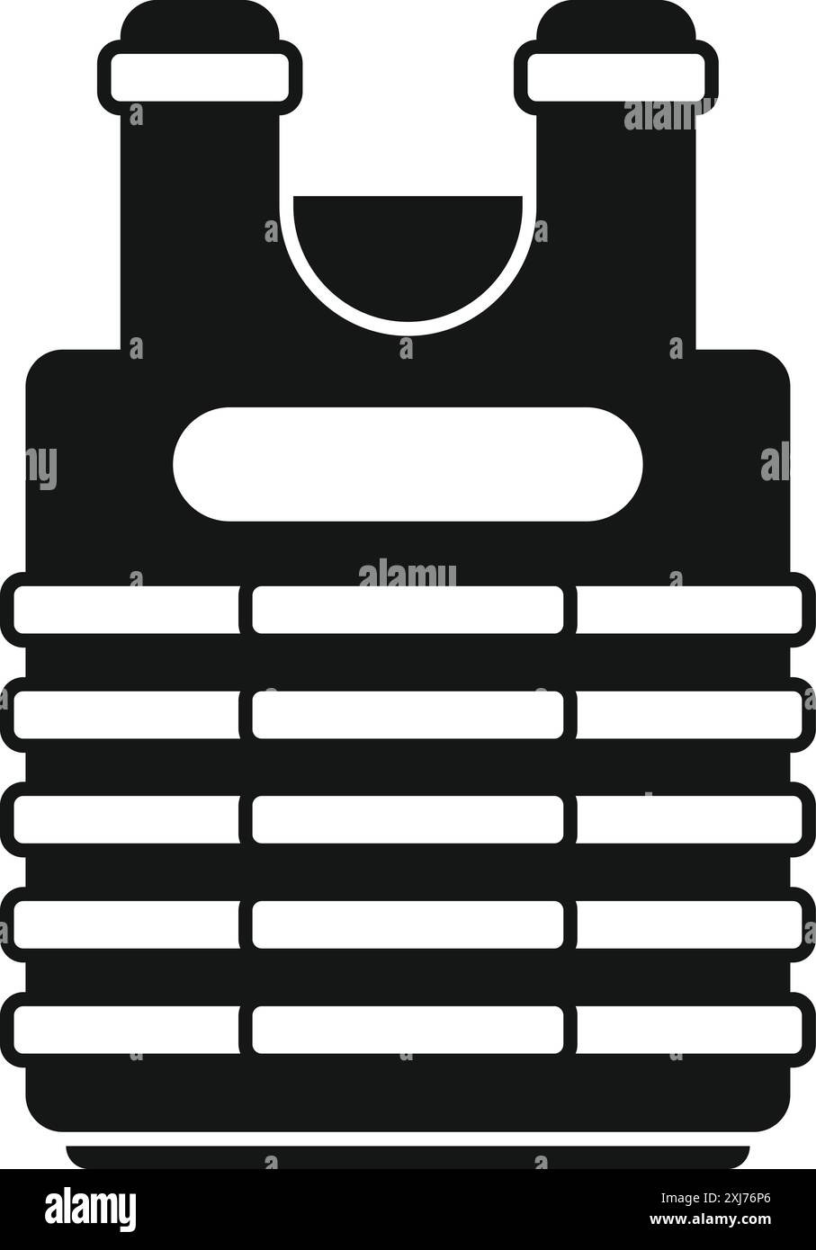 Icône noire d'un gilet pare-balles offrant une protection à l'armée ou à l'officier de police Illustration de Vecteur
