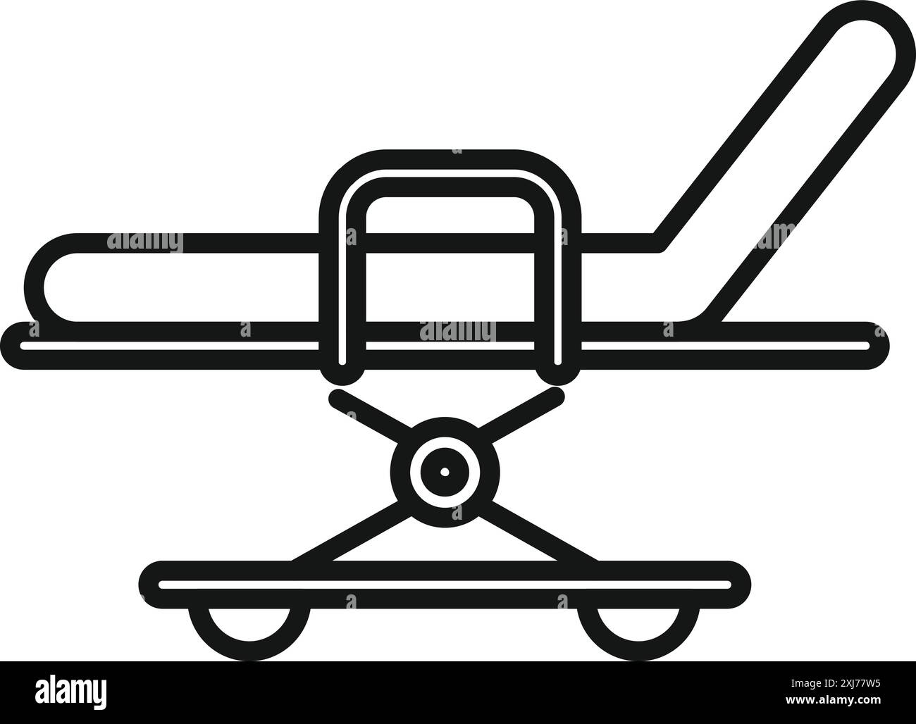 Icône de ligne simple d'un brancard médical en attente d'un patient Illustration de Vecteur