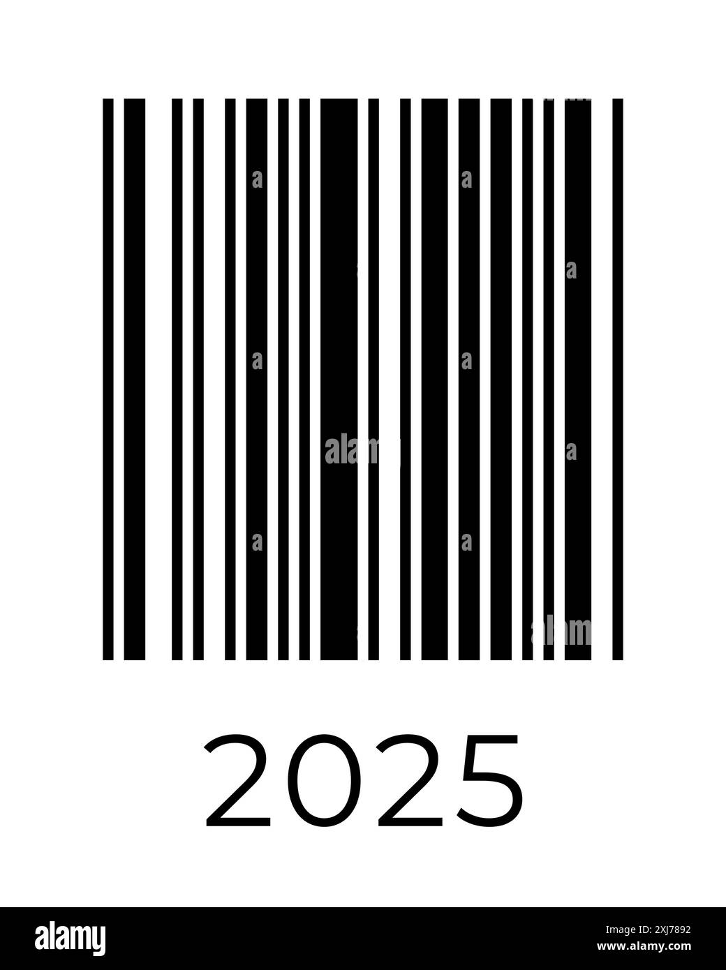 Numéro de code à barres réel 2025. Modèle de conception de concept de code QR pour les vacances du nouvel an. Illustration eps vectorielle pour bannière de célébration, affiche, carte de voeux, invitation Illustration de Vecteur