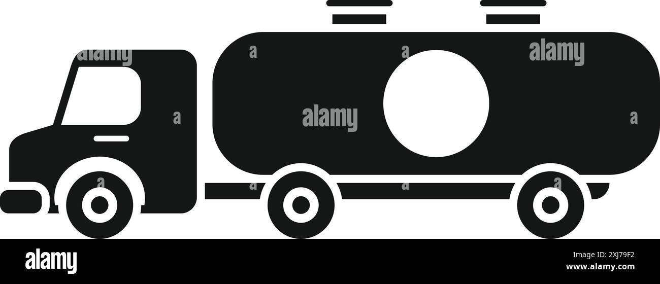 Icône noire et blanche d'un camion-citerne transportant du carburant Illustration de Vecteur