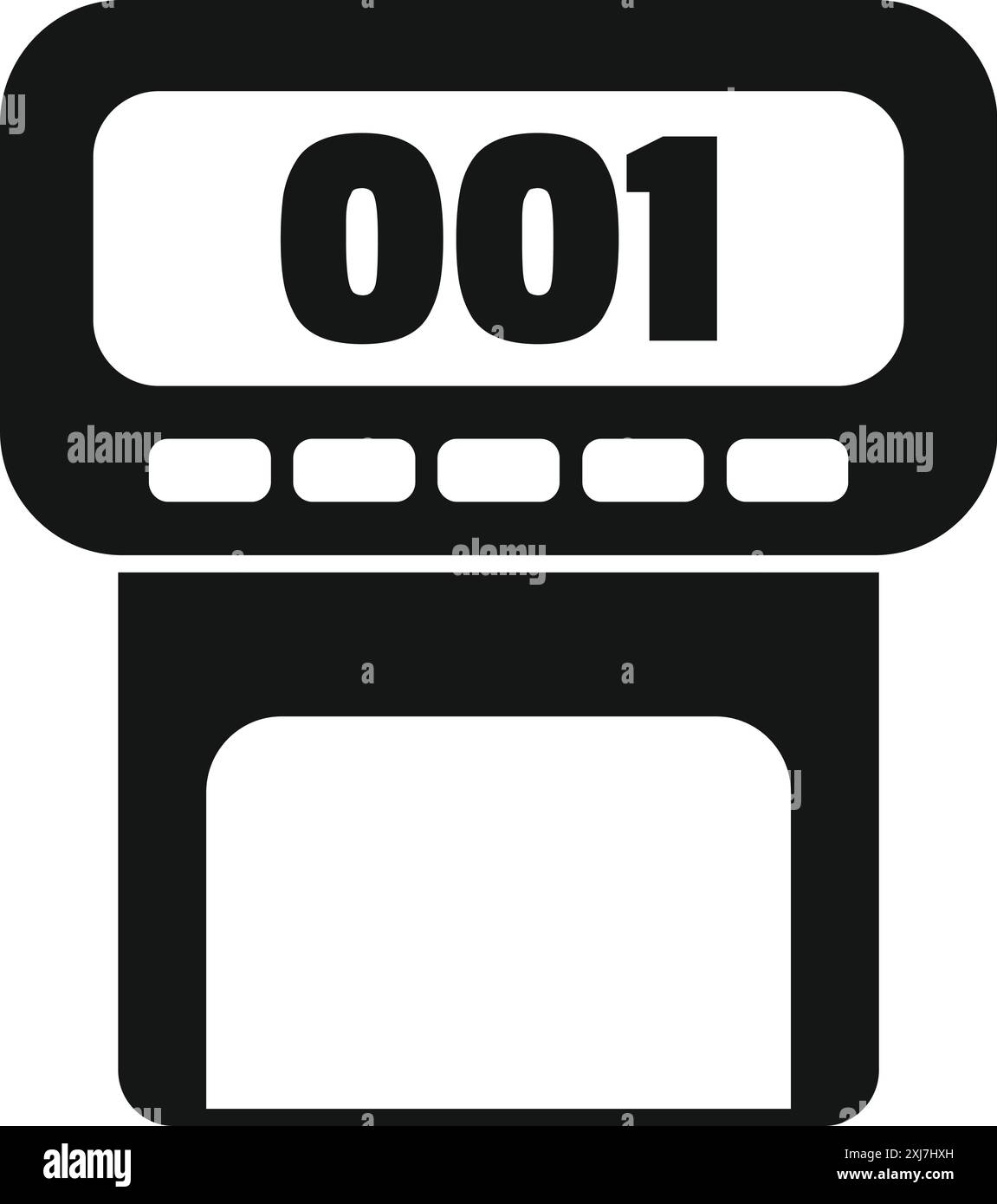 Icône noire simple d'un système de gestion de file d'attente électronique montrant le numéro un Illustration de Vecteur