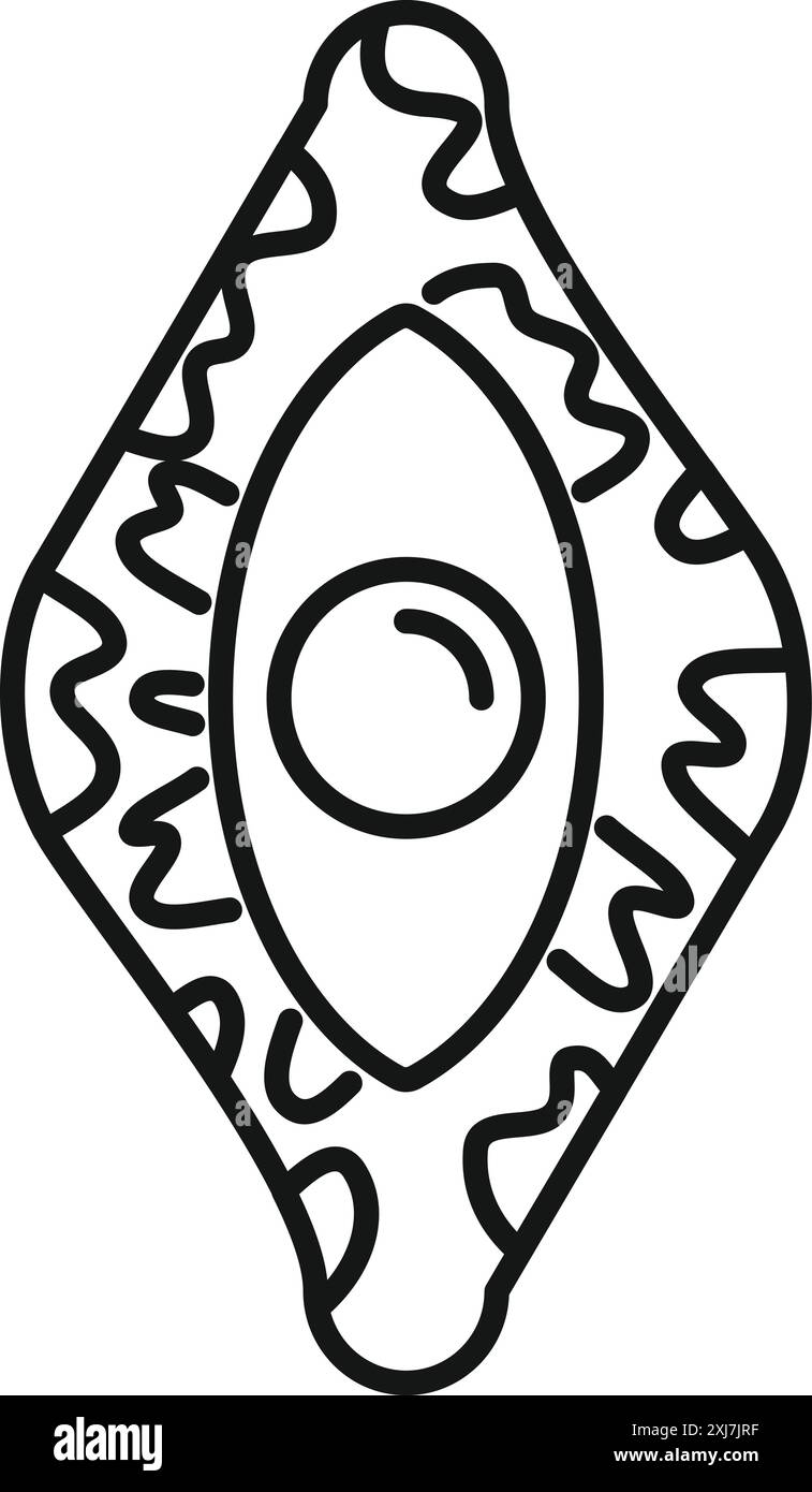 Icône d'art de ligne d'un œil avec des éléments décoratifs autour de lui, symbolisant le concept de grand frère qui vous regarde Illustration de Vecteur