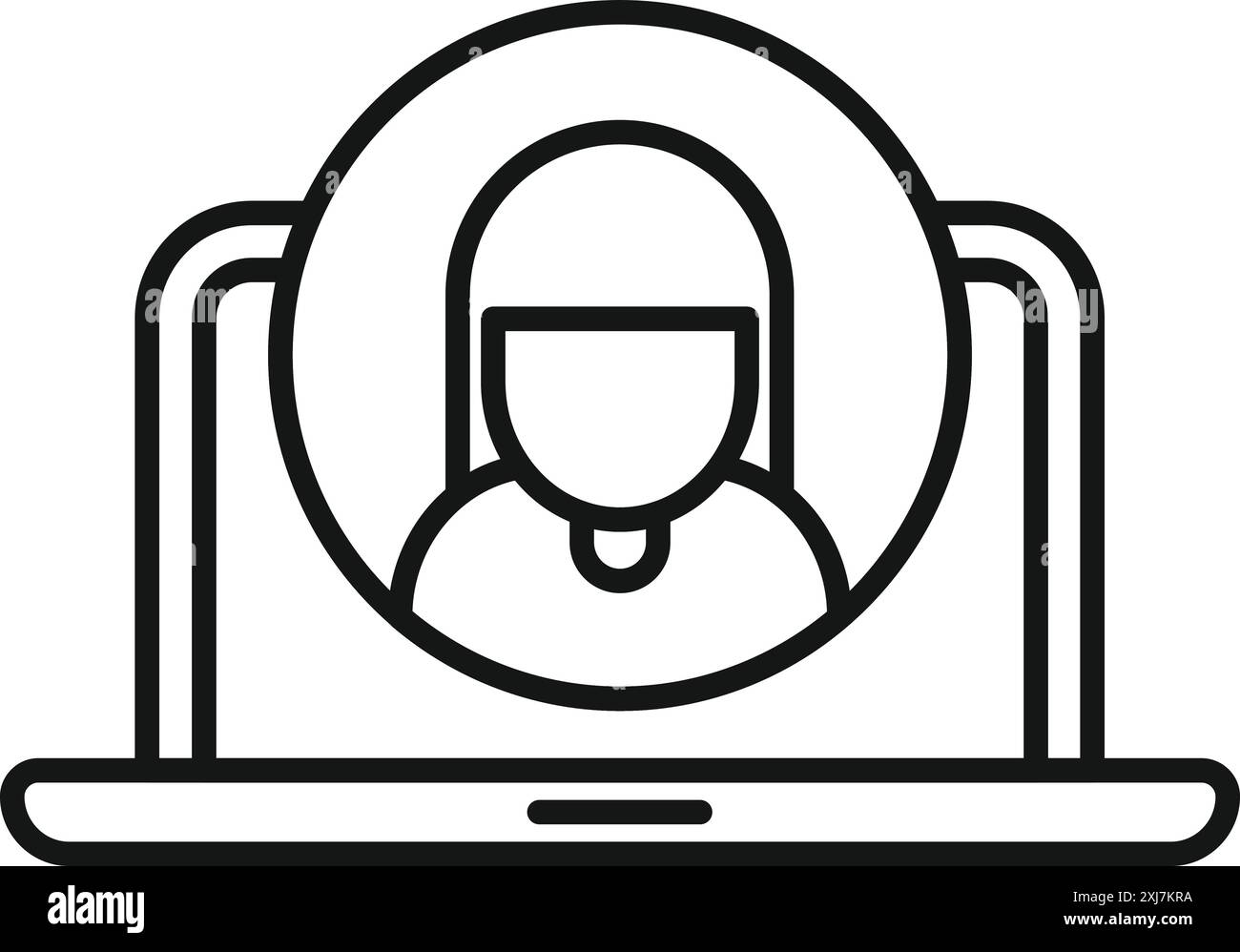 Icône de dessin au trait d'un profil de compte utilisateur et d'un avatar affichés sur l'écran d'un ordinateur portable Illustration de Vecteur