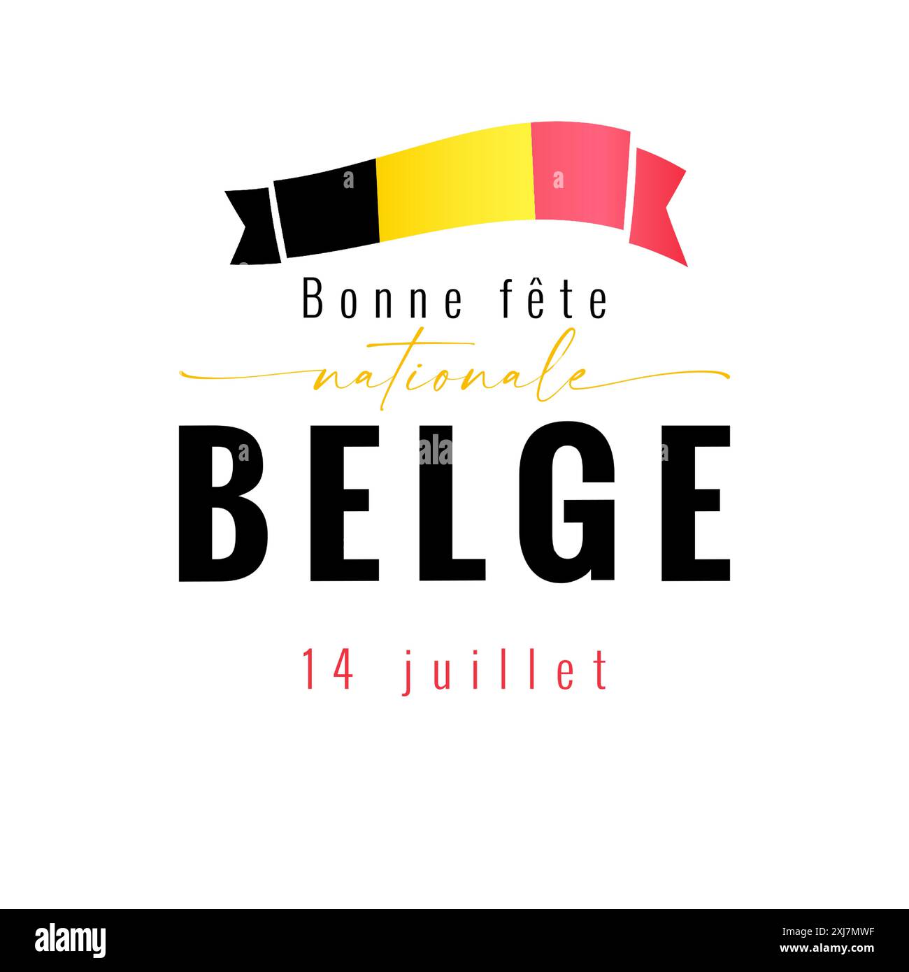 Bonne fête nationale Belgique affiche sur les médias sociaux avec texte français et drapeau belge. Bannière décorative. Modèle publicitaire. Conception de panneaux d'affichage. Carte postale Illustration de Vecteur