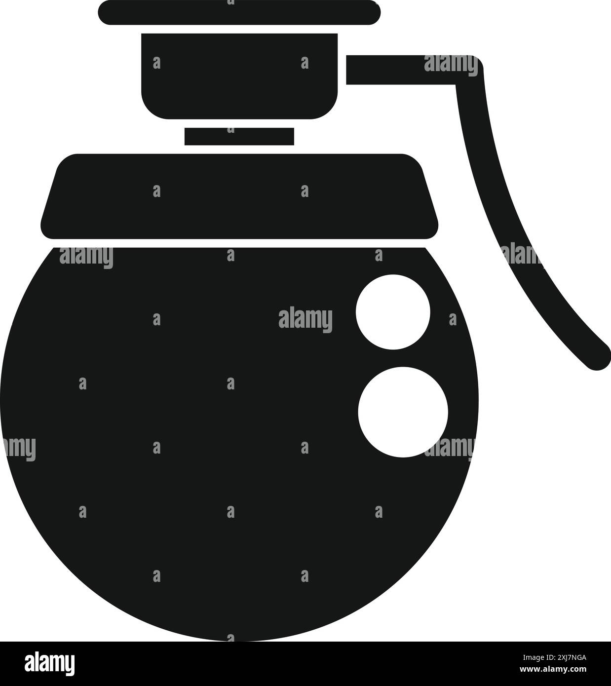 Icône isolée noire de style simple d'une grenade à main avec anneau de traction de broche Illustration de Vecteur