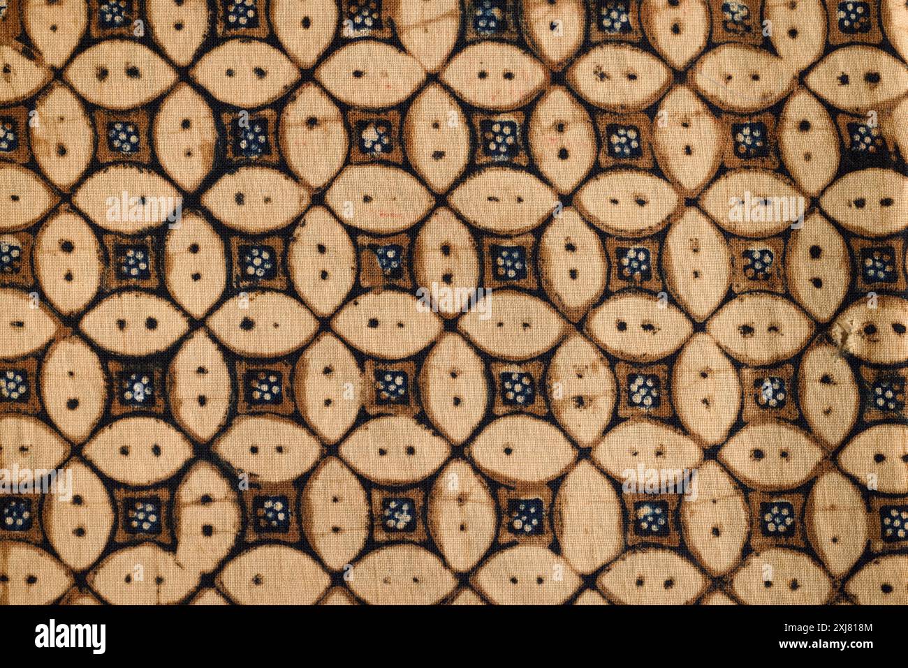 Gros plan sur les tissus de sarong de batik indonésien du début des années 1900. Tous faits à la main avec des canting et de la cire chaude dans la manière javanaise traditionnelle. Banque D'Images
