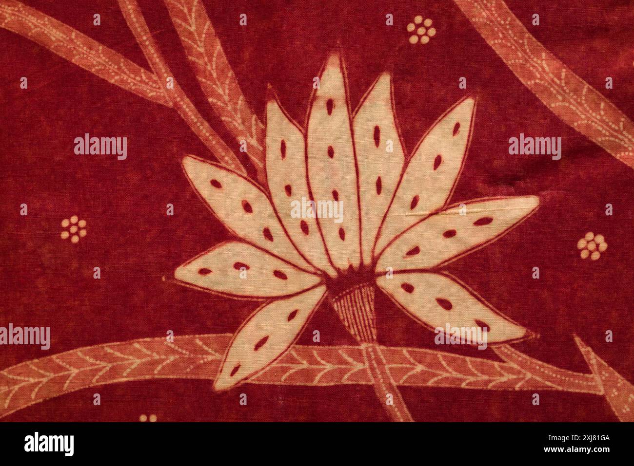 Gros plan sur les tissus de sarong de batik indonésien du début des années 1900. Tous faits à la main avec des canting et de la cire chaude dans la manière javanaise traditionnelle. Banque D'Images