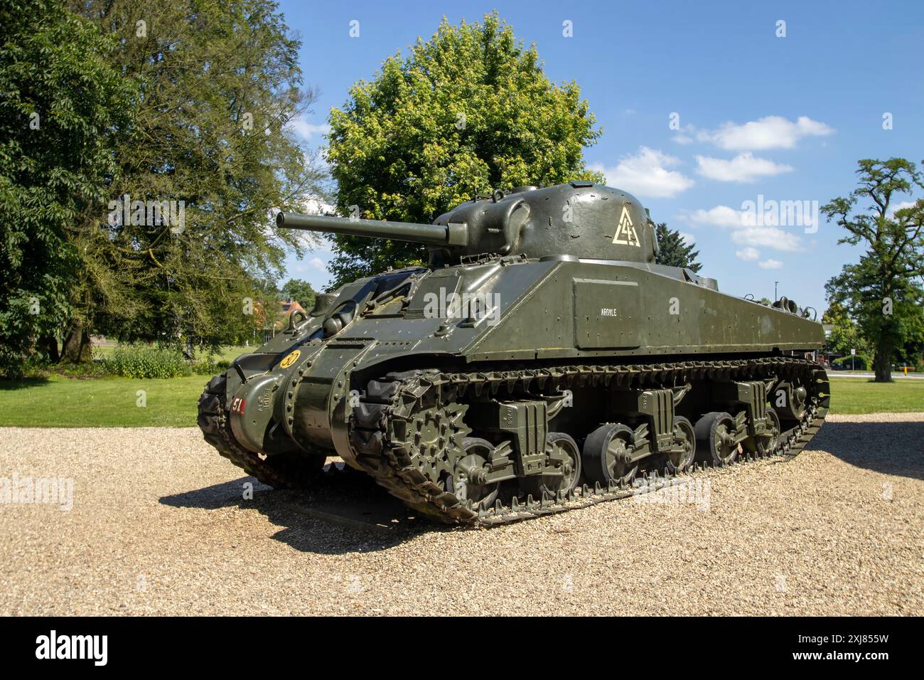 Un char Sherman M4A4 exposé au Airborne Museum à Oosterbeek, pays-Bas Banque D'Images