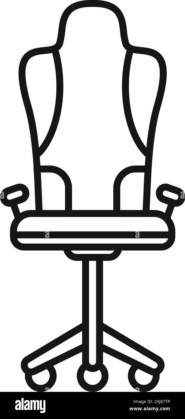Icône simple d'art au trait d'une chaise de jeu moderne avec des roues, parfait pour représenter le streaming ou l'esport Illustration de Vecteur