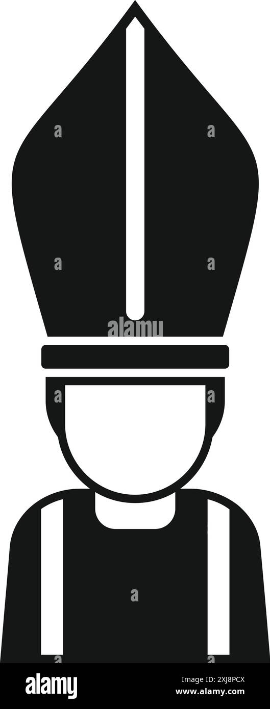 Silhouette noire et blanche d'un prêtre catholique portant un chapeau à onglet traditionnel, représentant la foi et la direction religieuse Illustration de Vecteur