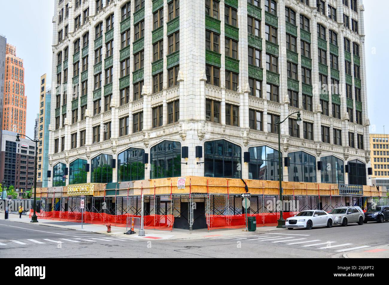 La tour Cadillac, architecture extérieure, Detroit, États-Unis Banque D'Images