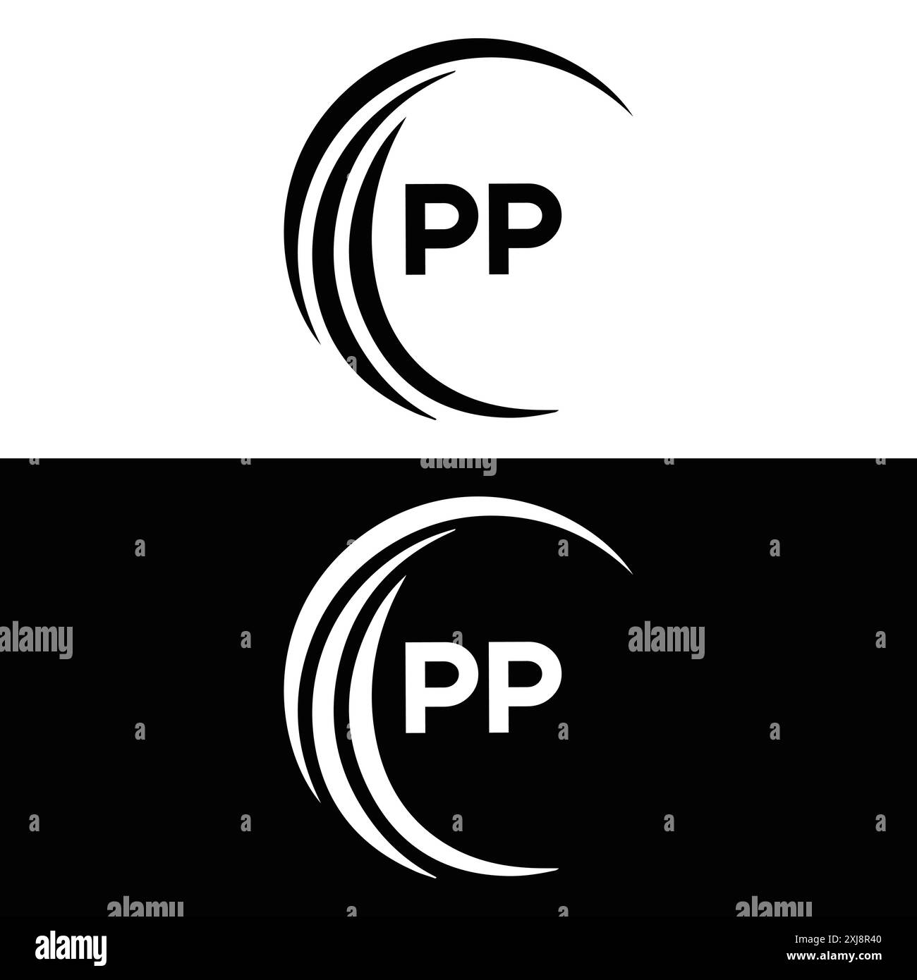 Logo PP. Conception P P. Lettre PP blanche. PP, P lettre P logo design. Conception de logo de lettre P P en OR, LOGO D'OR, TROIS, style. logo de lettre défini dans un ar Illustration de Vecteur