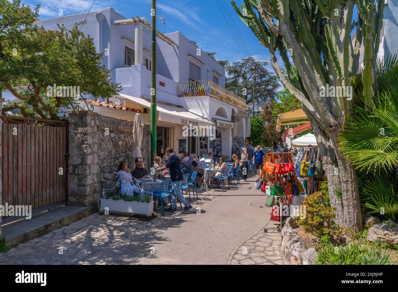 Vue de magasin, restaurant et café via Giuseppe Orlandi, Anacapri, île de Capri, Campanie, Italie, Méditerranée, Europe Copyright : FrankxFell 844-3496 Banque D'Images