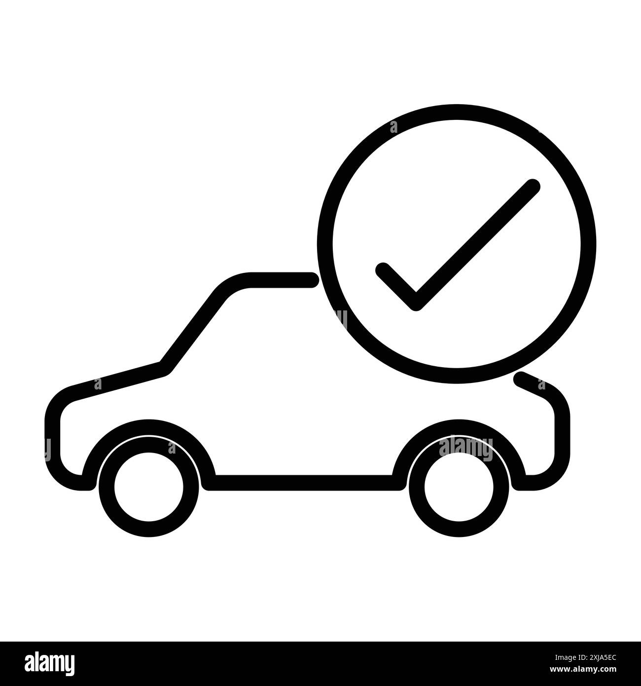 Icône d'assurance de voiture définie dans le style de contour de ligne mince et signe vectoriel linéaire Illustration de Vecteur
