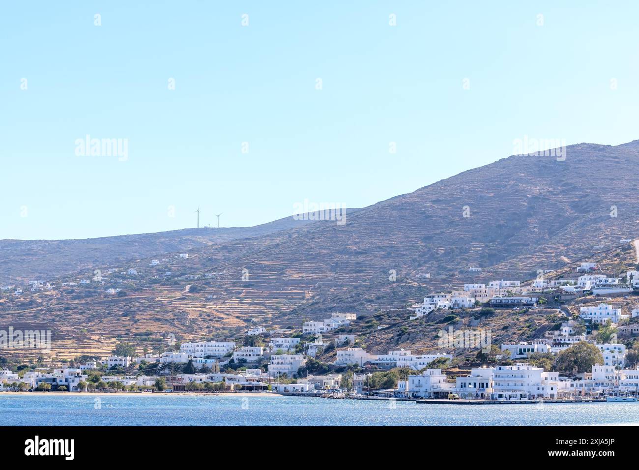Vue panoramique sur l'île pittoresque et populaire d'iOS Grèce Banque D'Images