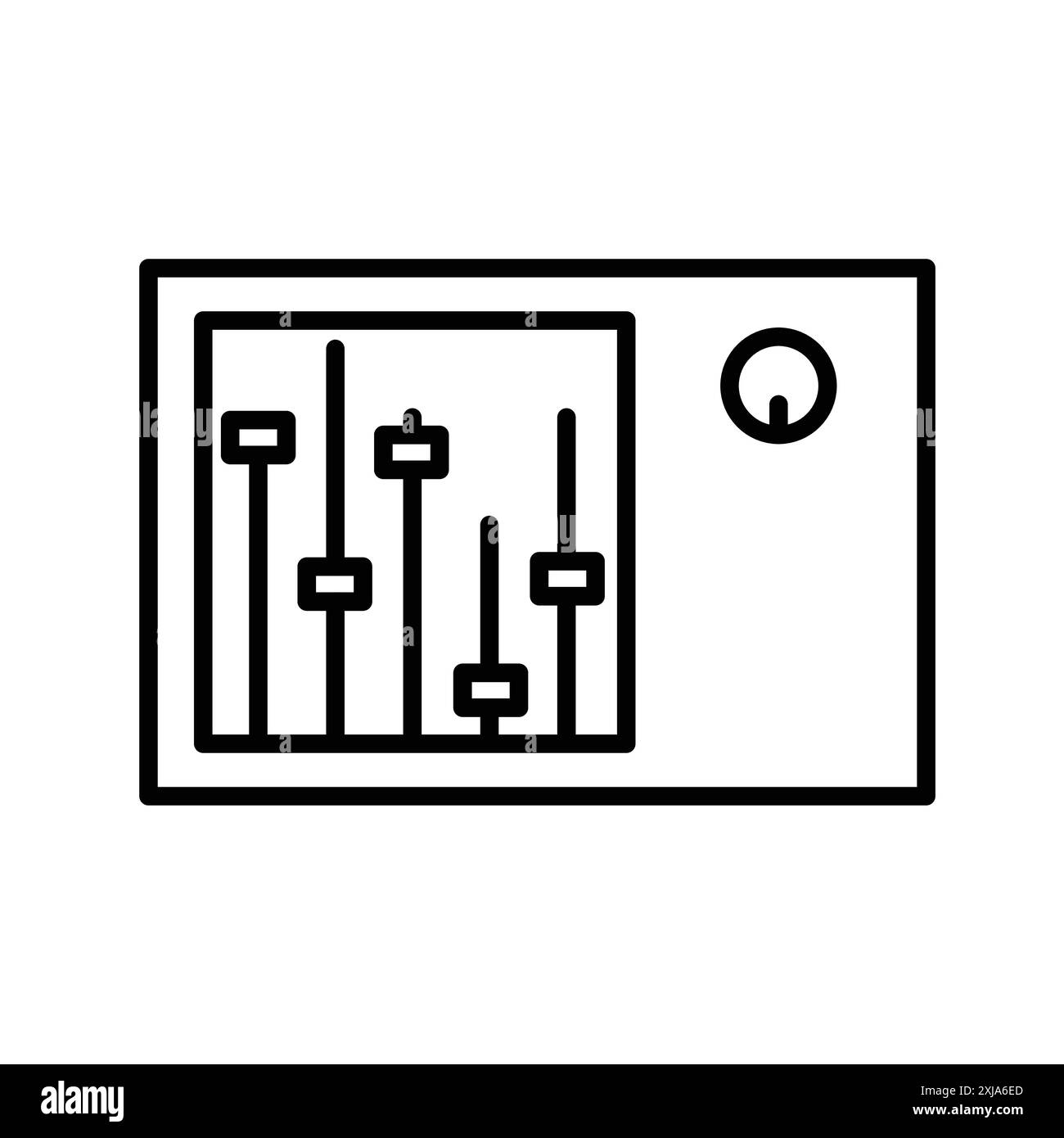 Icône de mixeur sonore définie dans le style de contour de ligne mince et signe vectoriel linéaire Illustration de Vecteur
