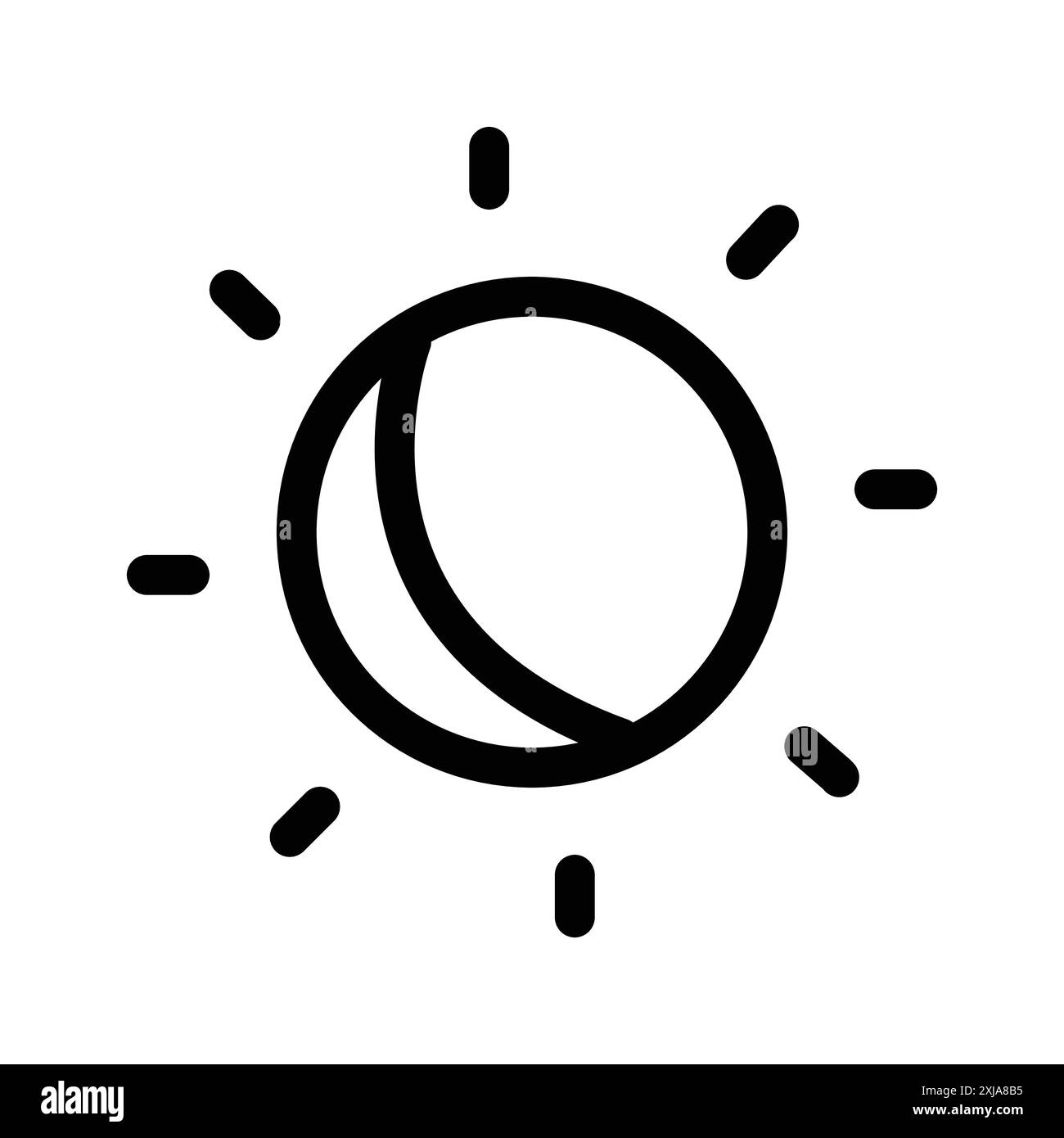 Icône de soleil et de lune définie dans le style de contour de ligne mince et le signe vectoriel linéaire Illustration de Vecteur