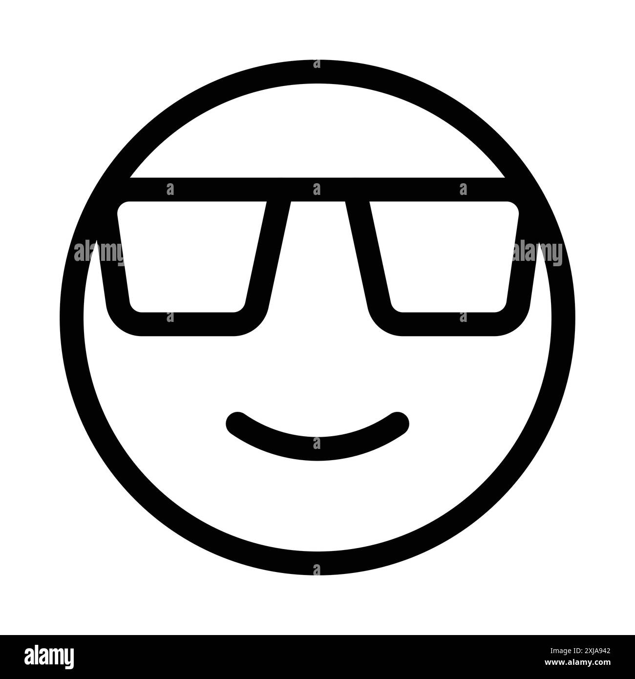 Icône Emoji cool définie dans le style de contour de ligne mince et signe vectoriel linéaire Illustration de Vecteur