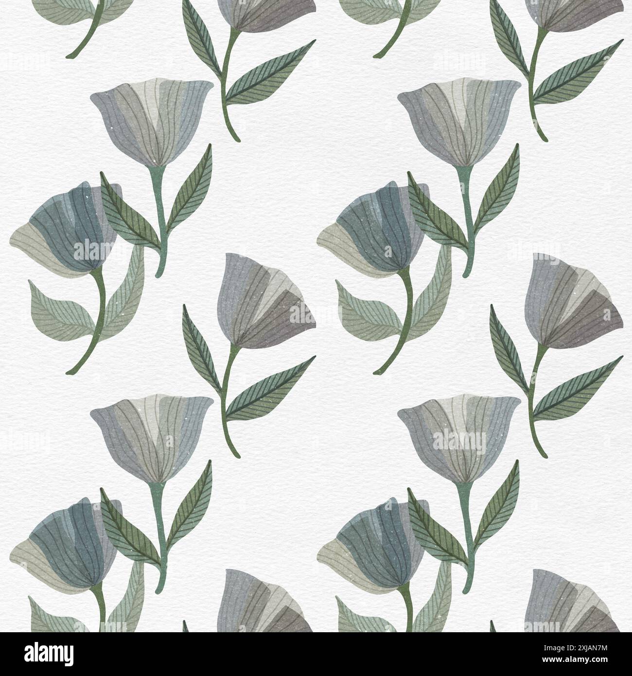 Un motif sans couture de fleurs stylisées dans des tons pastel délicats, parfait pour les textiles et les papiers peints. Banque D'Images